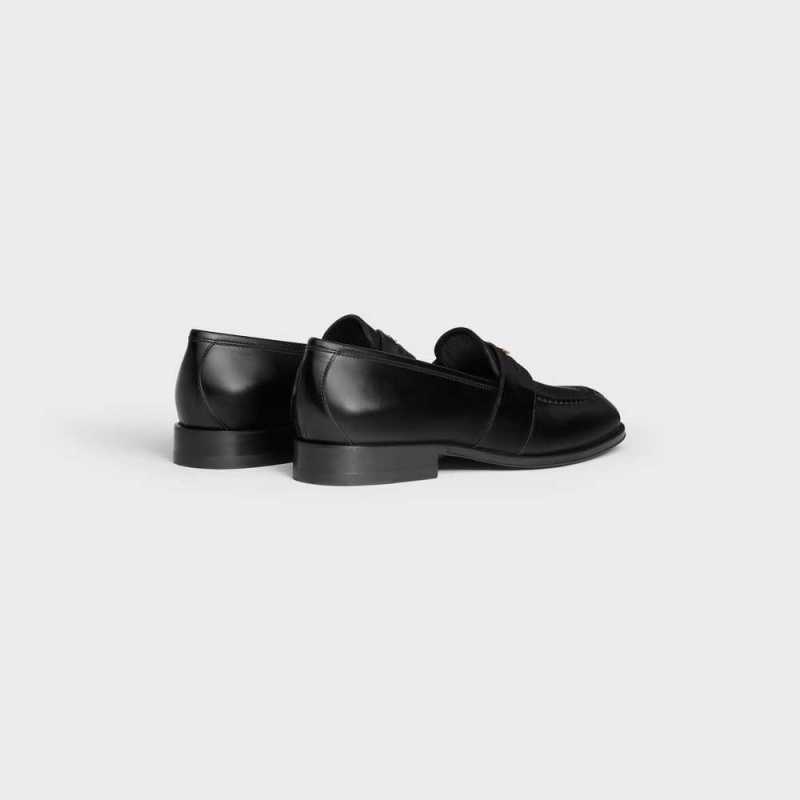 Mocassin Celine Triomphe Malaquais In Polished Bullskin Noir | CL-592530