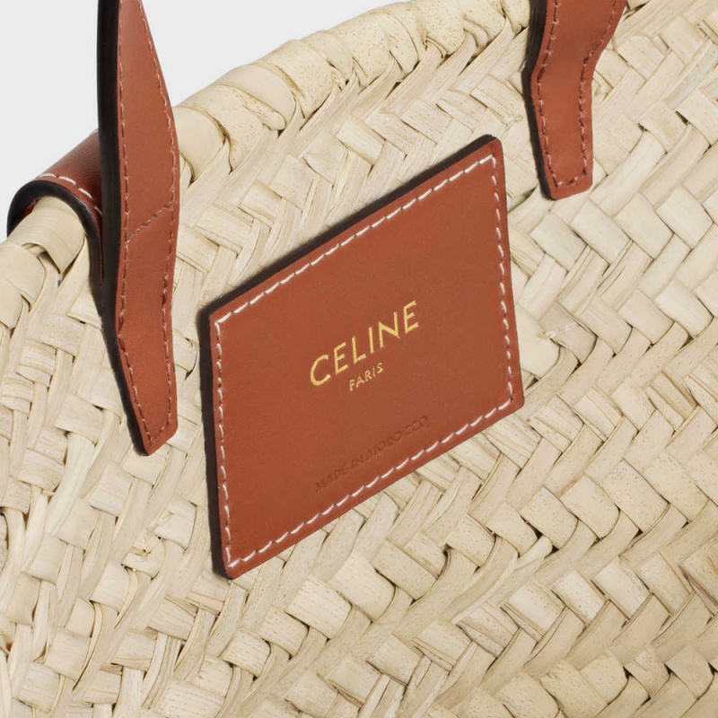 Panier Celine Teen Triomphe Classiche In Palm Leaves And Calfskin Marron | CL-593072