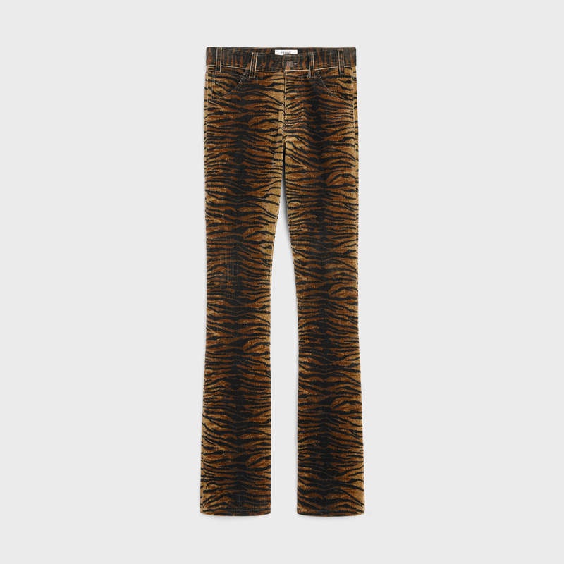 Pantalon Celine Dylan Flared Jeans In Tiger-print Corduroy Lavage | CL-592045