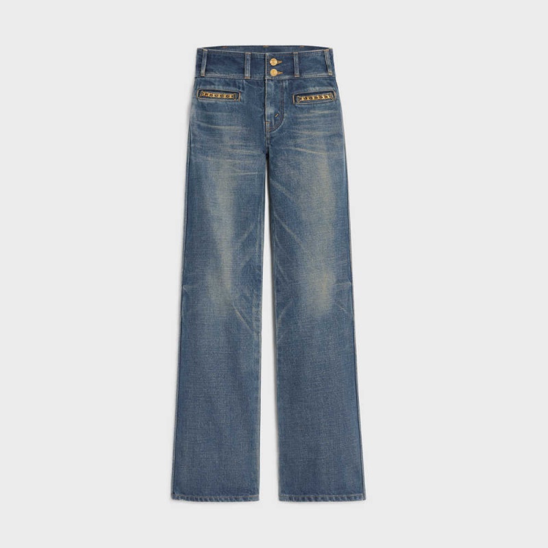 Pantalon Celine Jane Flared Jeans In Dark Union Wash Denim Lavage Foncé | CL-592718