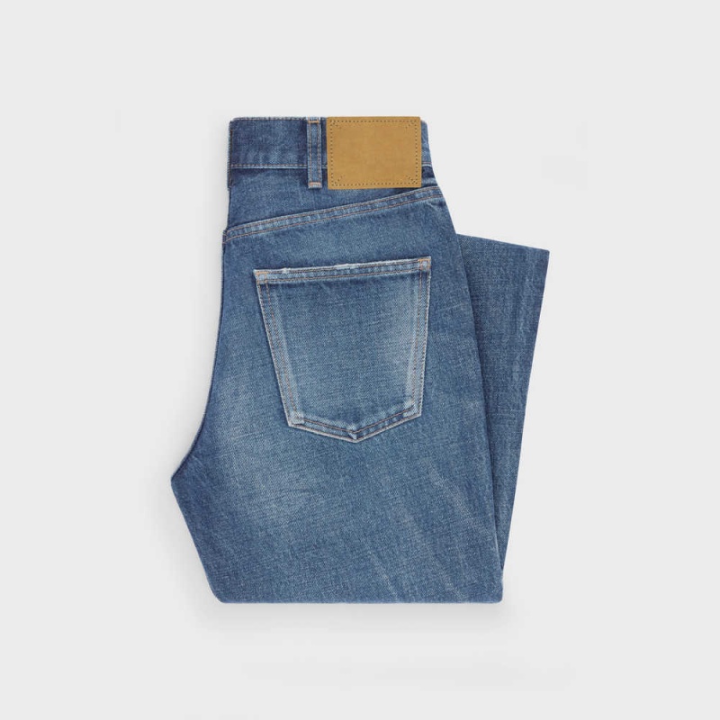 Pantalon Celine Slim Jeans In Dark Union Wash Denim Lavage Foncé | CL-592726
