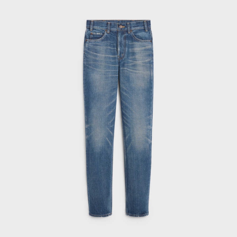 Pantalon Celine Slim Jeans In Dark Union Wash Denim Lavage Foncé | CL-592726