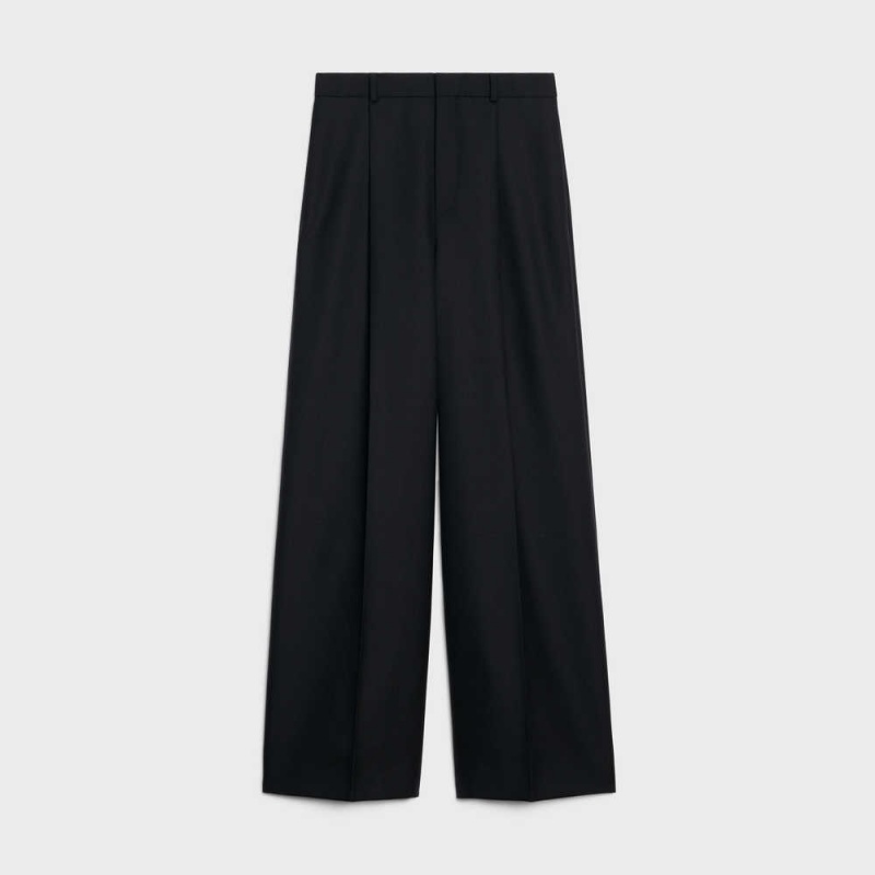 Pantalon Celine Taillat In Laine Gabardine And Mohair Noir | CL-592739