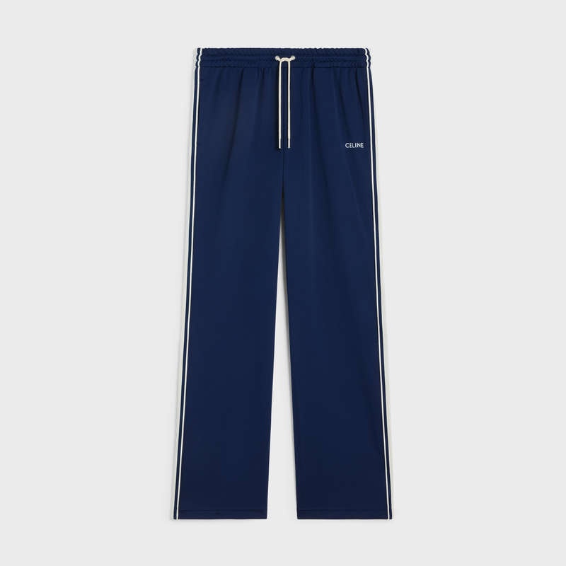 Pantalon Celine Tracksuit In Double Face Jersey Bleu Marine Blanche | CL-592037