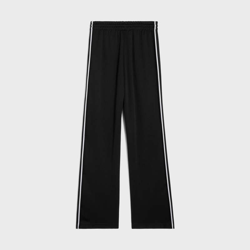 Pantalon Celine Tracksuit In Double Face Jersey Noir Blanche | CL-592036