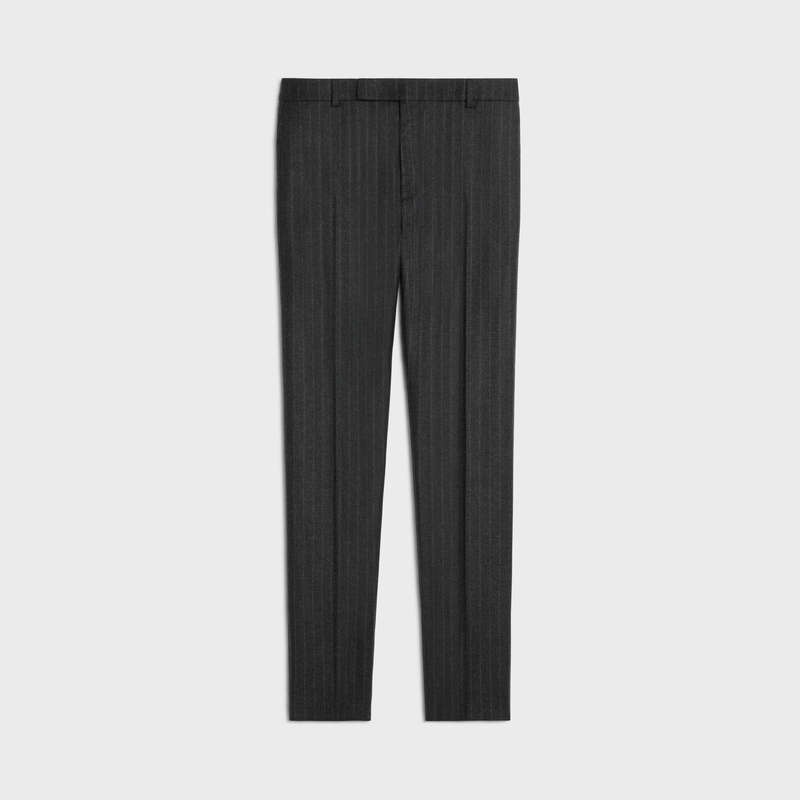 Pantalons Celine Classiche In Rayé Flannel Grise | CL-592027