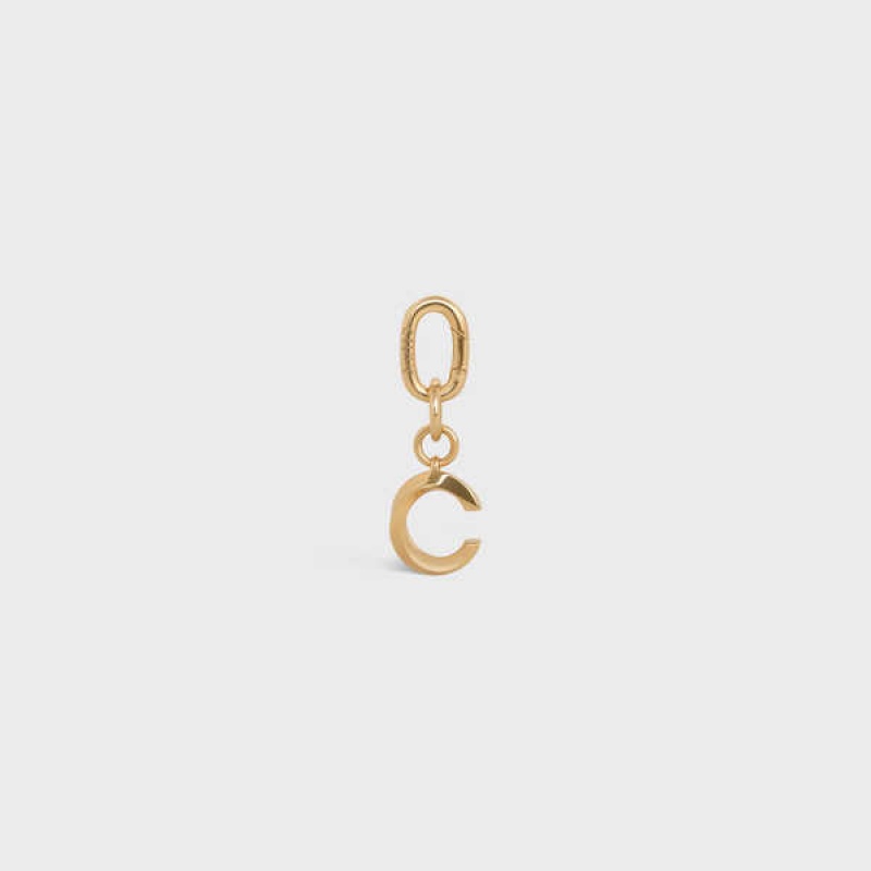 Petite Maroquinerie Celine C Charm In Brass Doré | CL-592926