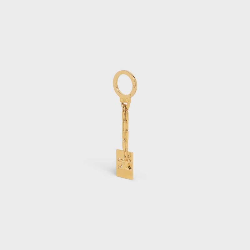 Petite Maroquinerie Celine Triomphe Plate Charm In Brass Doré | CL-592918