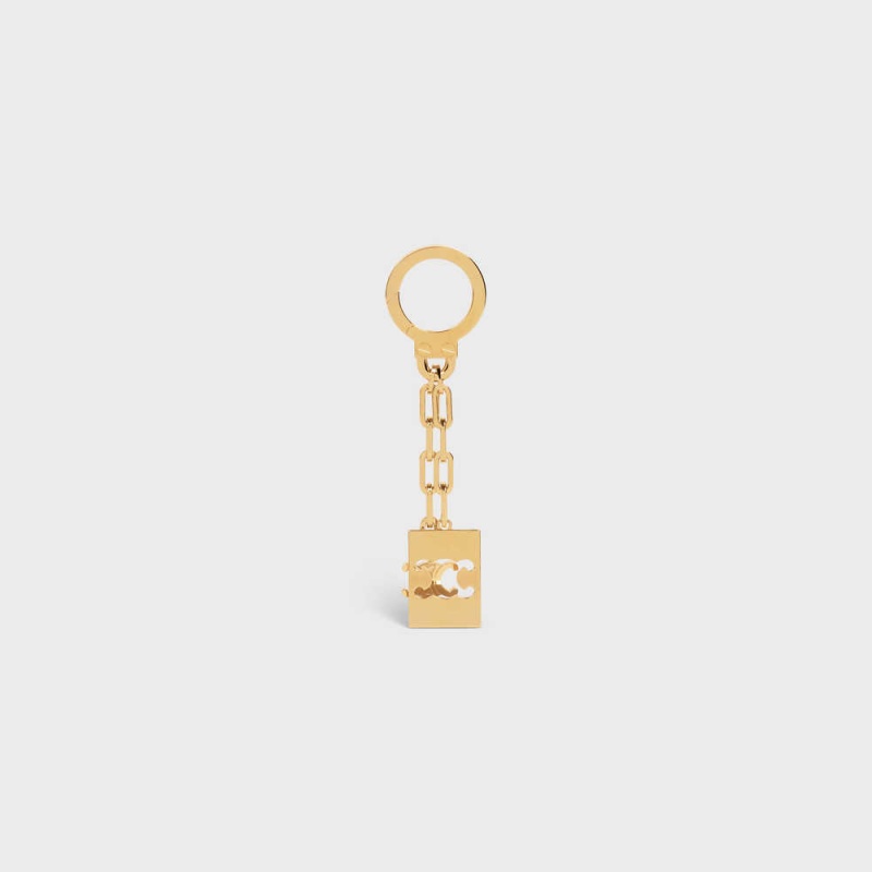 Petite Maroquinerie Celine Triomphe Plate Charm In Brass Doré | CL-592918