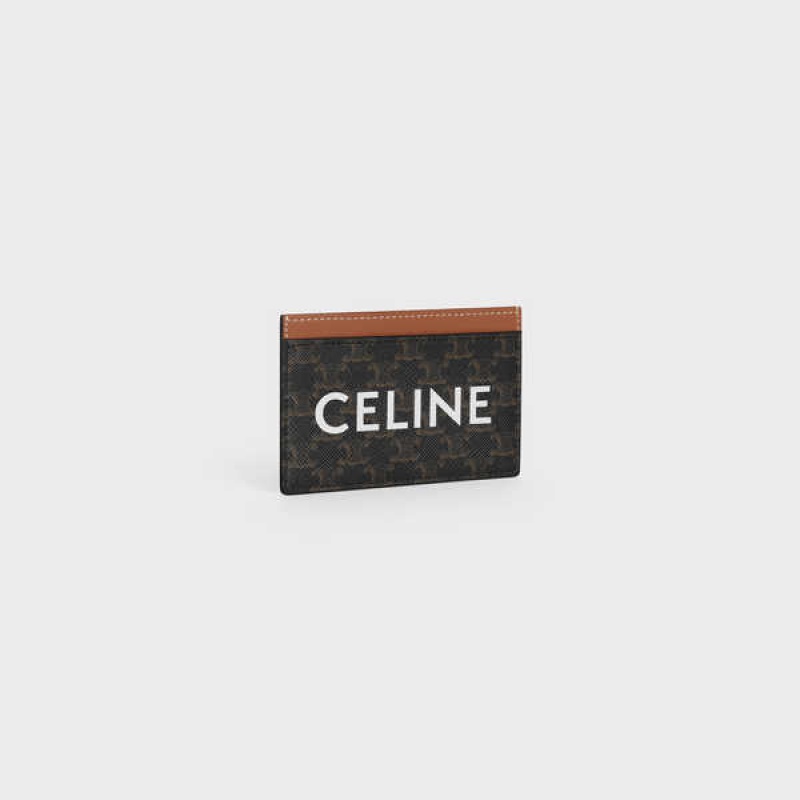 Porte-Carte Celine Triomphe Tela With Print Marron | CL-592959