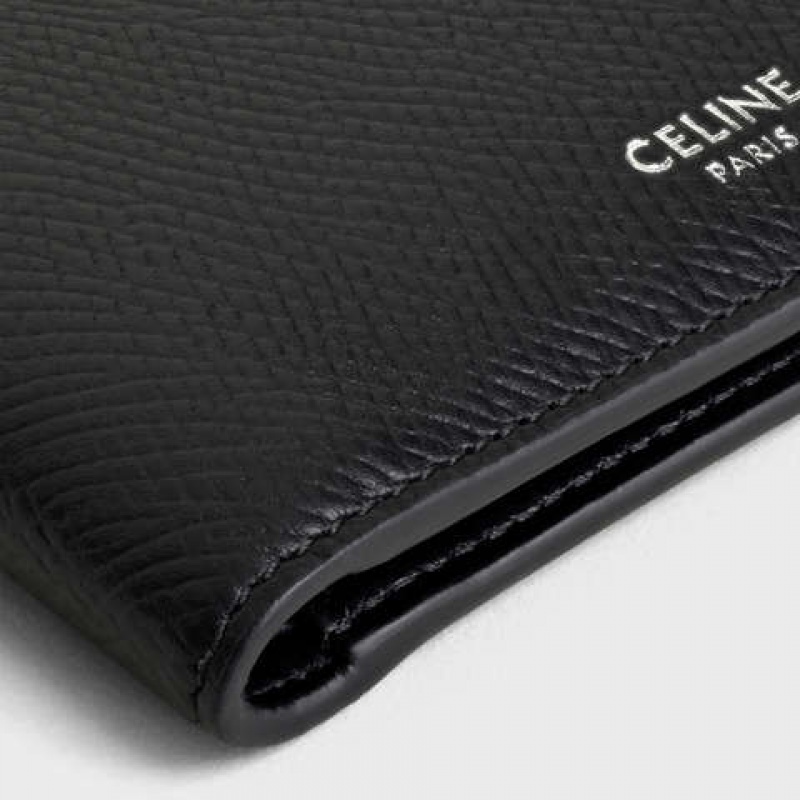 Portefeuilles Celine Bi-fold In Grained Calfskin Noir | CL-591788