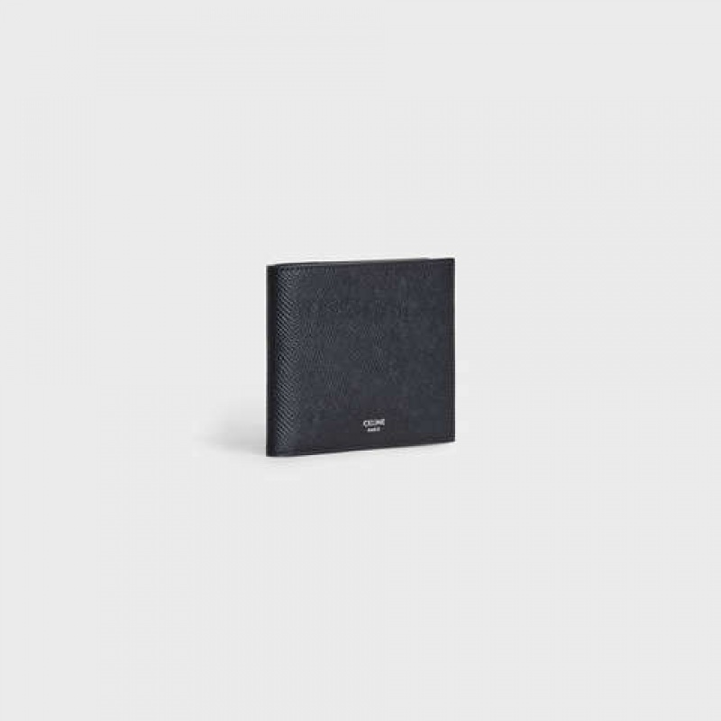 Portefeuilles Celine Bi-fold With Coin Compartment In Grained Calfskin Noir | CL-591787