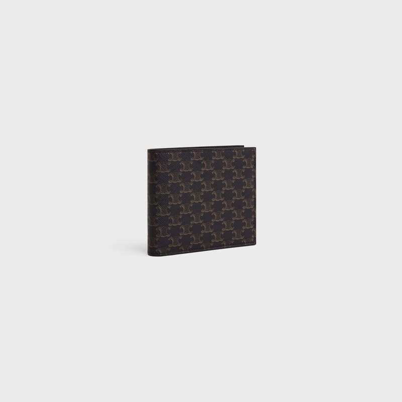 Portefeuilles Celine Bi-fold With Coin Compartment In Triomphe Tela Noir | CL-591786