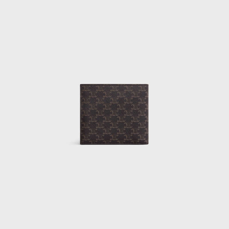 Portefeuilles Celine Bi-fold With Coin Compartment In Triomphe Tela Noir | CL-591786