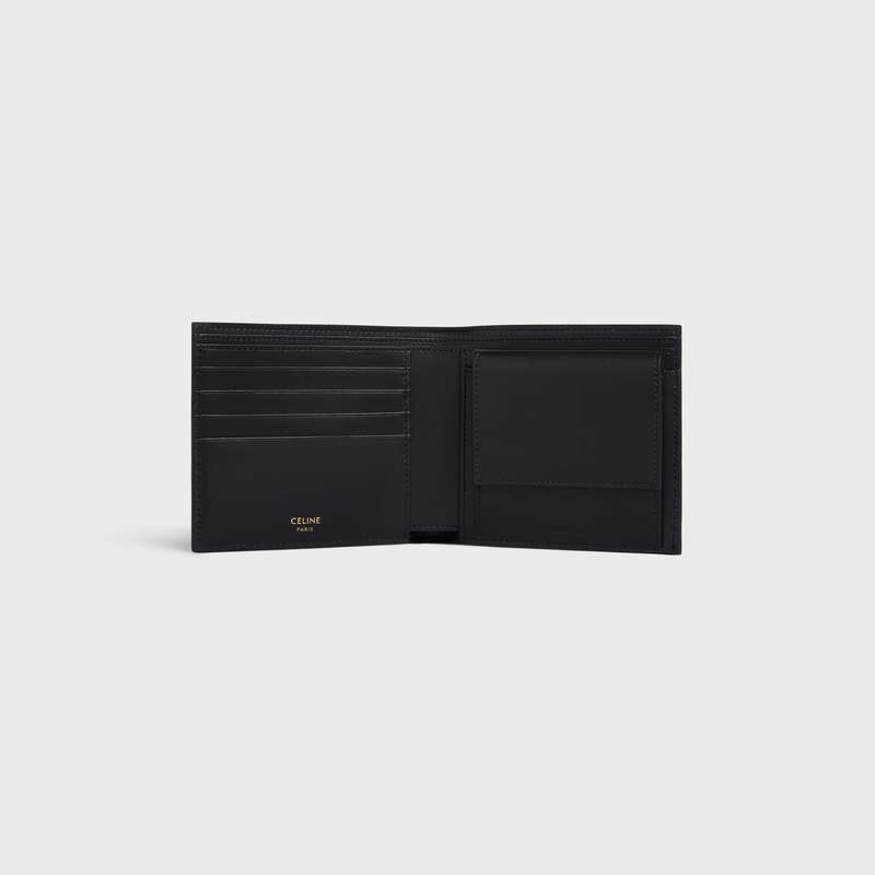 Portefeuilles Celine Bi-fold With Coin Compartment In Triomphe Tela Noir | CL-591786