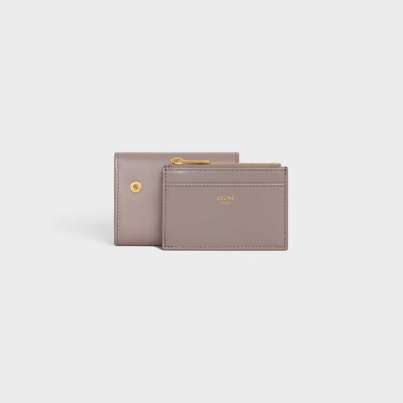 Portefeuilles Celine Compact With Coin Triomphe In Shiny Calfskin Grise | CL-592981