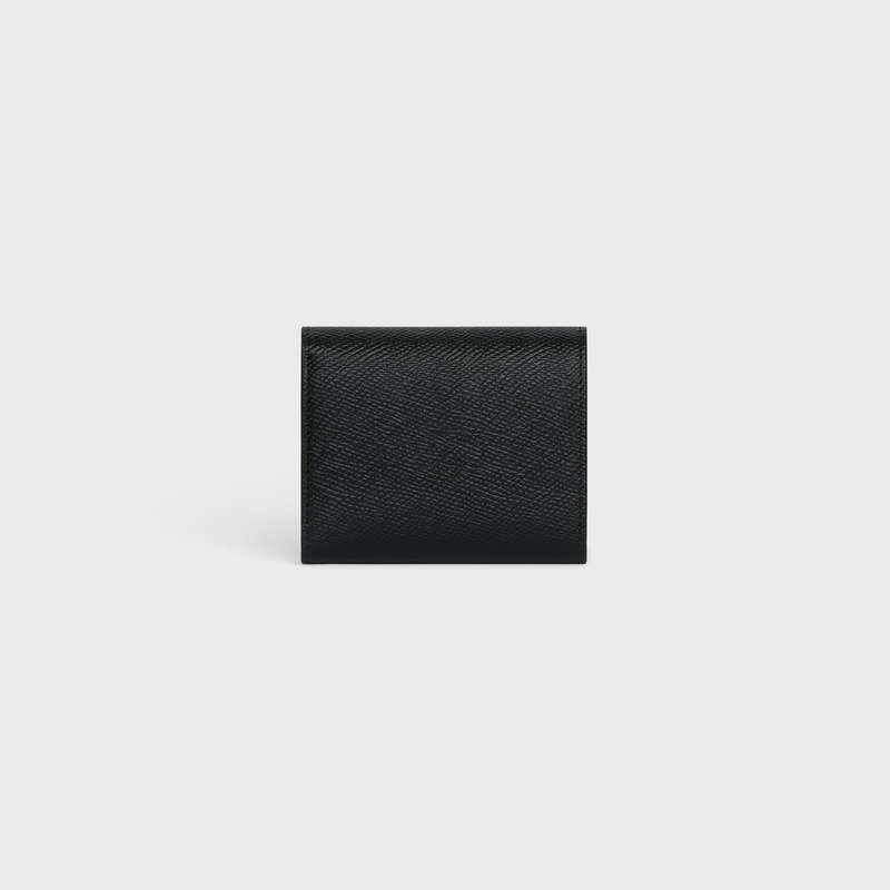 Portefeuilles Celine Small Trifold In Grained Calfskin Noir | CL-591795