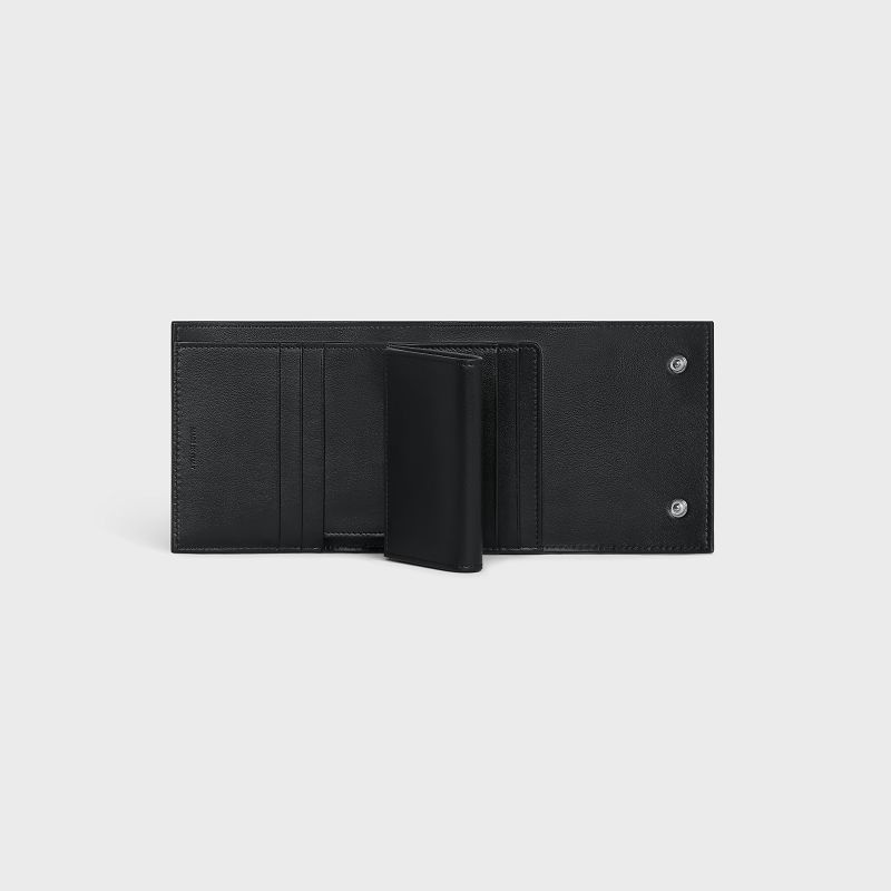 Portefeuilles Celine Small Trifold In Grained Calfskin Noir | CL-591795