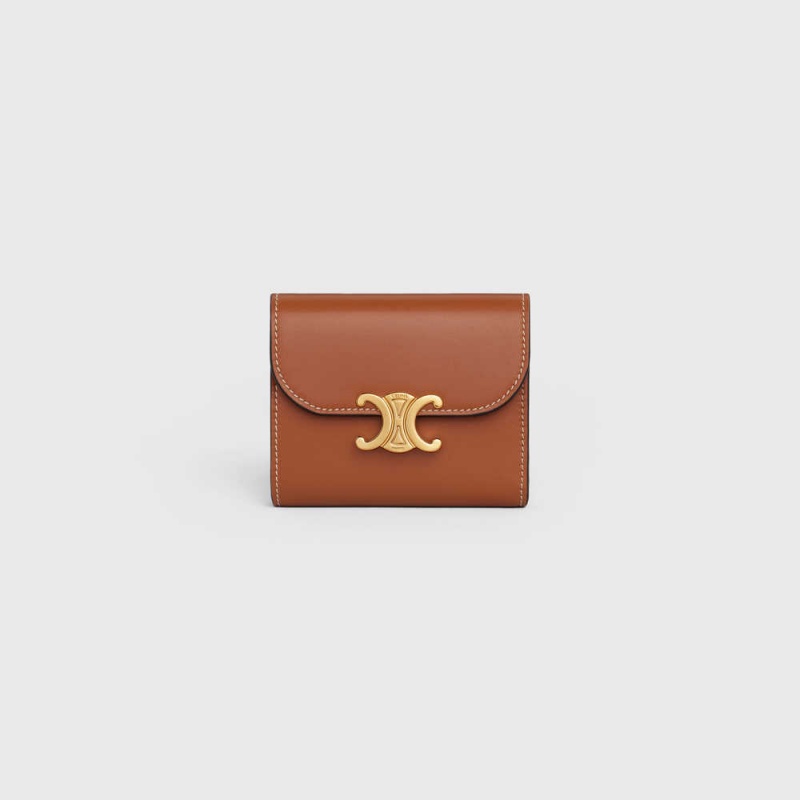 Portefeuilles Celine Small Triomphe In Shiny Smooth Lambskin Marron | CL-592969