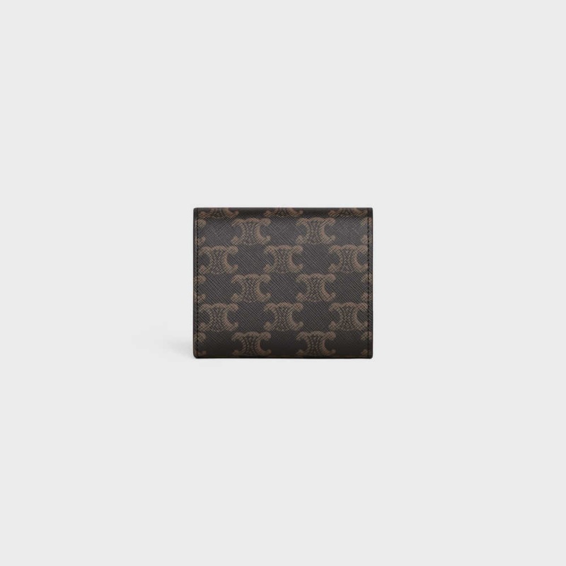 Portefeuilles Celine Small Triomphe In Triomphe Tela Marron | CL-592977