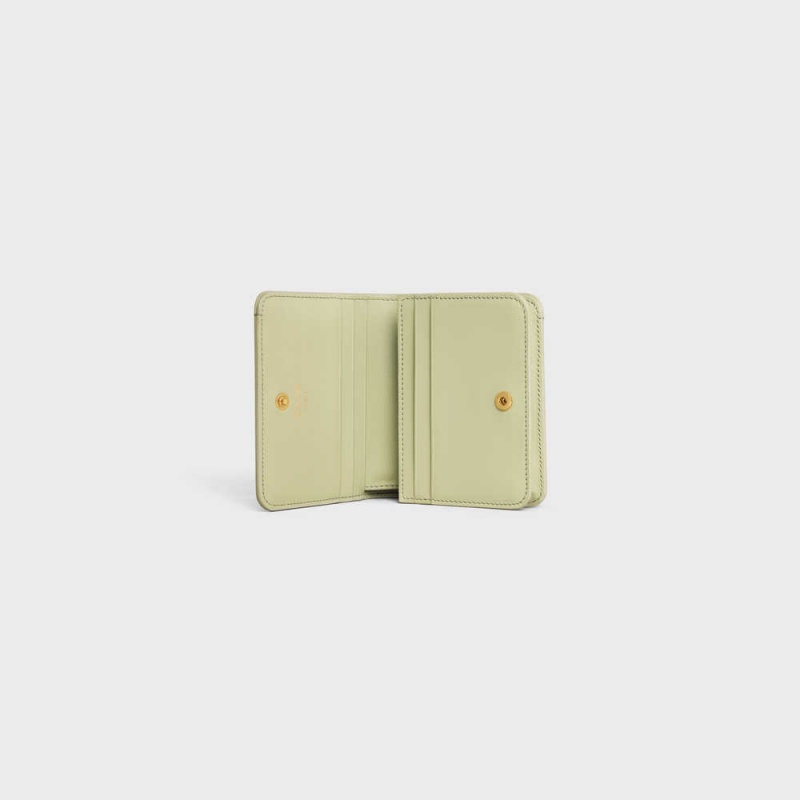 Portefeuilles Celine Triomphe Compact In Shiny Calfskin Vert | CL-592966