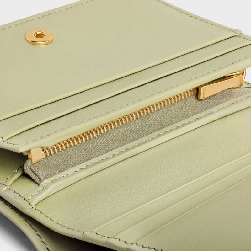 Portefeuilles Celine Triomphe Compact In Shiny Calfskin Vert | CL-592966