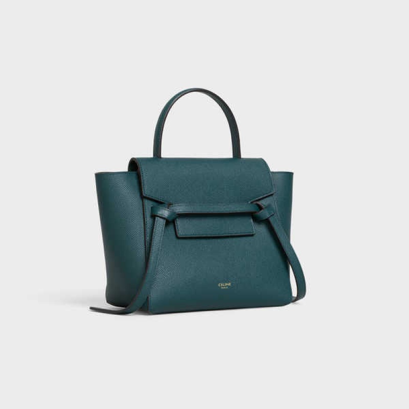 Sac Banane Celine Nano In Grained Calfskin Turquoise | CL-593056