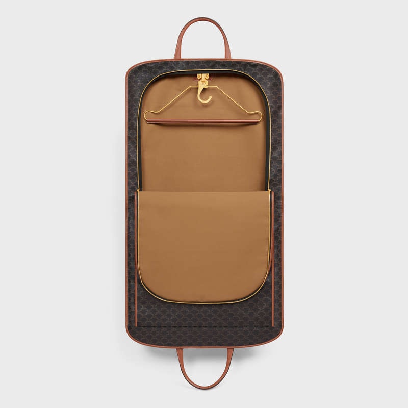 Sacs D'affaires Celine Garment Bag In Triomphe Tela And Calfskin Marron | CL-591825