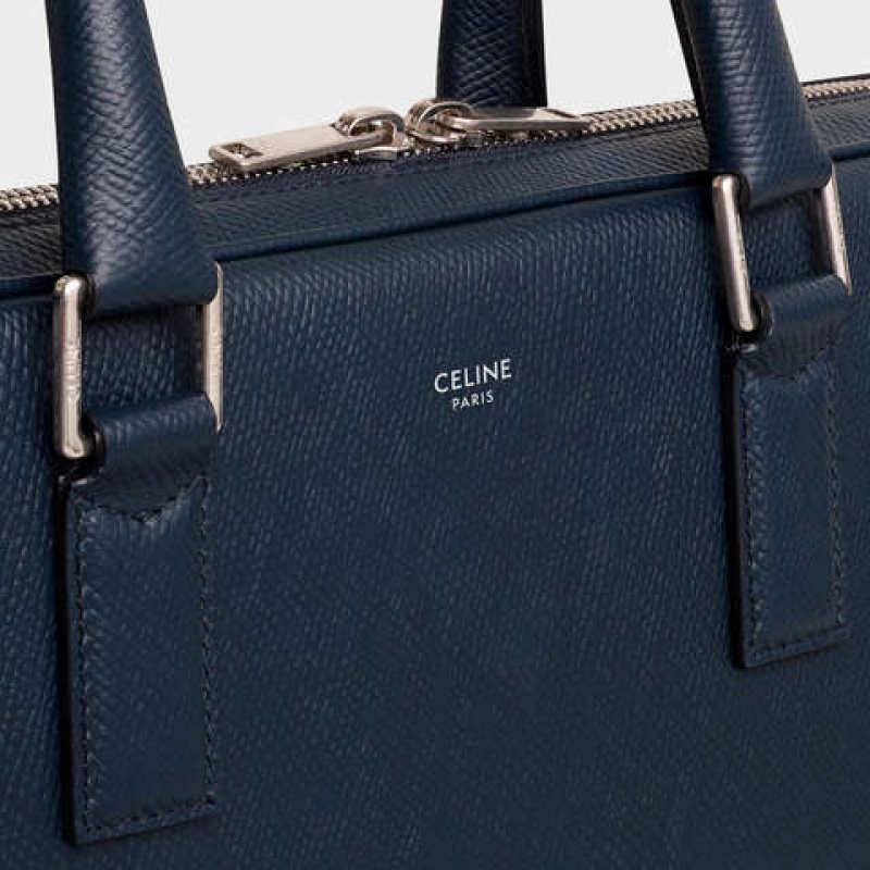 Sacs D'affaires Celine Medium Briefcase In Grained Calfskin Bleu Marine Bleu | CL-591828