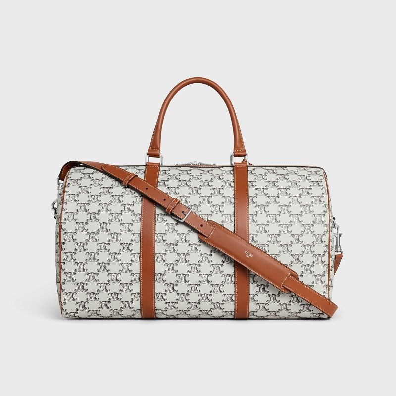 Sacs De Voyage Celine Medium In Triomphe Tela And Calfskin Marron | CL-591820