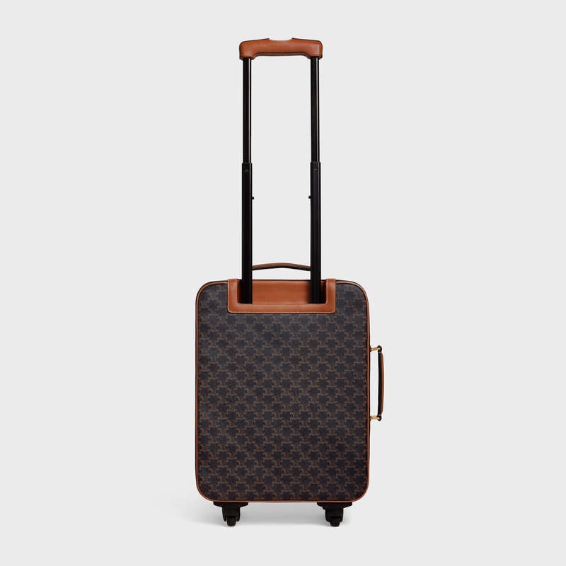 Sacs De Voyage Celine Small Trolley In Triomphe Tela And Calfskin Marron | CL-591824