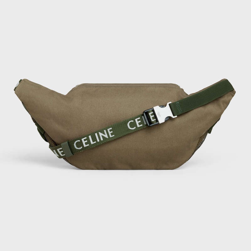 Sacs À Bandoulière Celine Large Zipped Bag Randonnée In Coton Gabardine With Celine Print Kaki | CL-591849