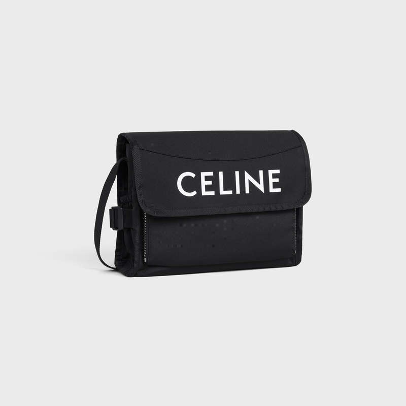 Sacs À Bandoulière Celine Small Randonnée In Nylon With Celine Print Noir | CL-591850