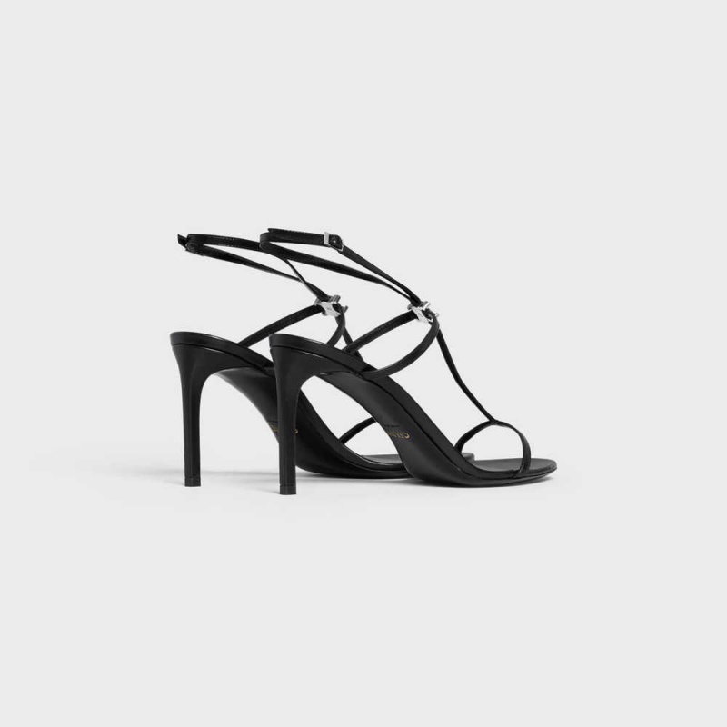 Sandale Celine Bar Triomphe In Calfskin Noir | CL-592598