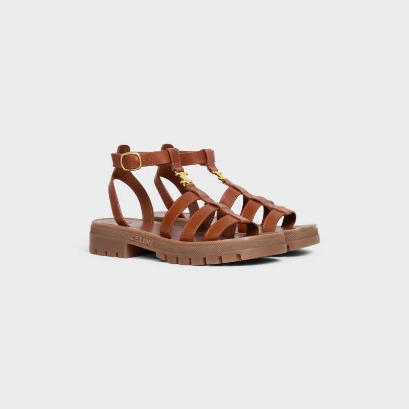 Sandale Celine Clea Triomphe Gladiator Chunky In Calfskin - Vegetal Tanning Marron | CL-592574