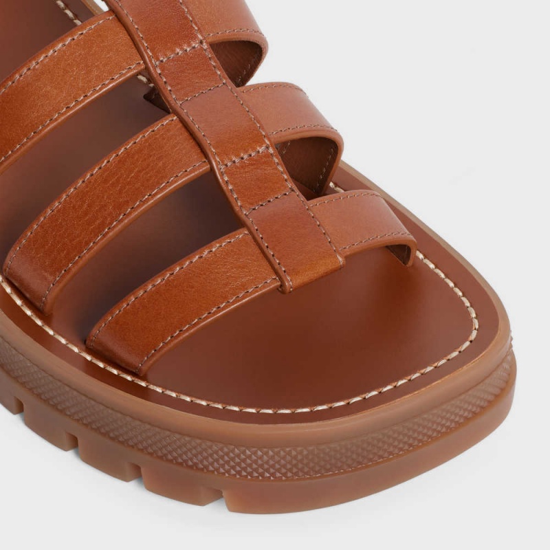 Sandale Celine Clea Triomphe Gladiator Chunky In Calfskin - Vegetal Tanning Marron | CL-592574