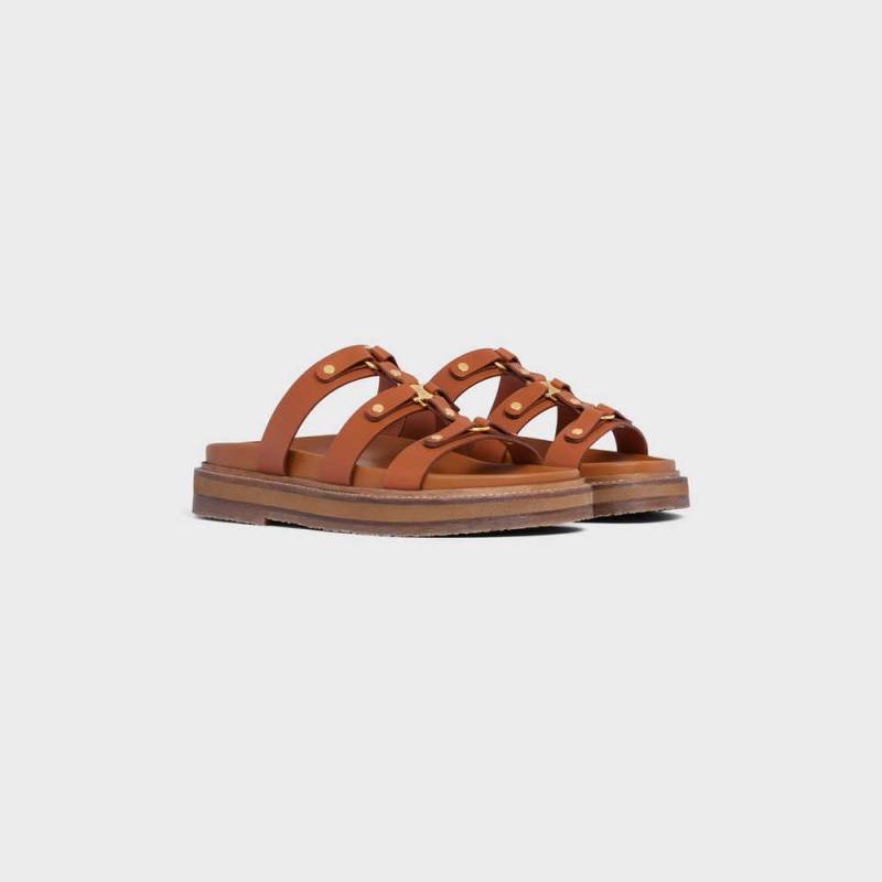 Sandale Celine Tippi Slides In Calfskin - Vegetal Tanning Marron | CL-592580