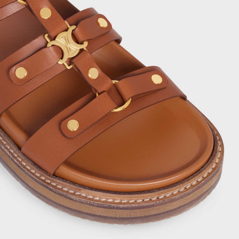 Sandale Celine Tippi Slides In Calfskin - Vegetal Tanning Marron | CL-592580