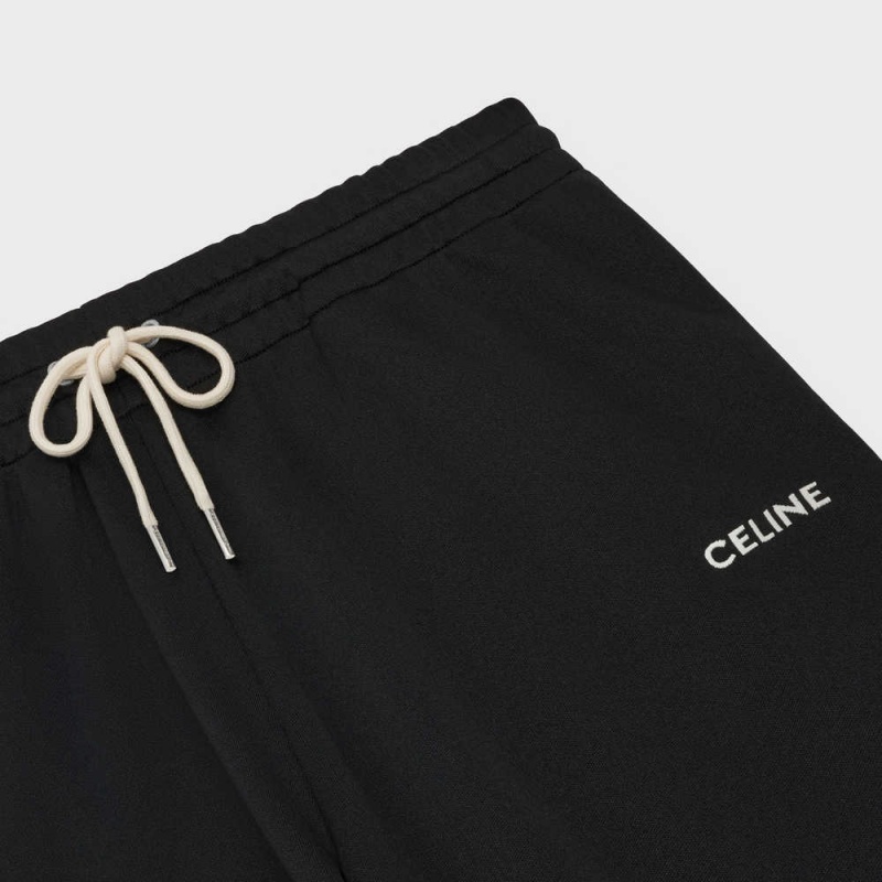 Short Celine Double-faced Jersey Joggers Noir Blanche | CL-592751