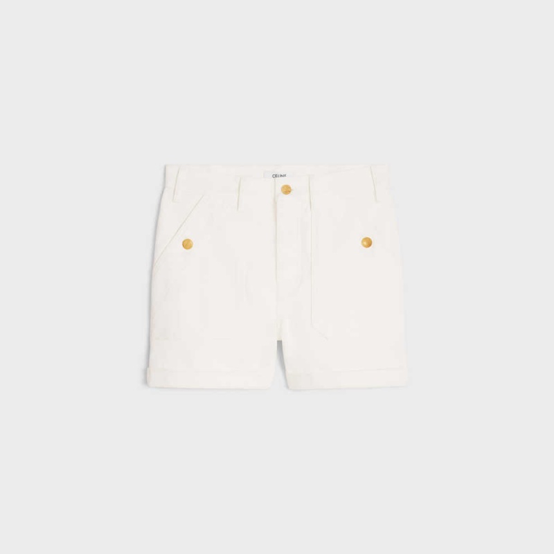 Short Celine Suzanne In Optic Wash Denim Blanche Lavage | CL-592746