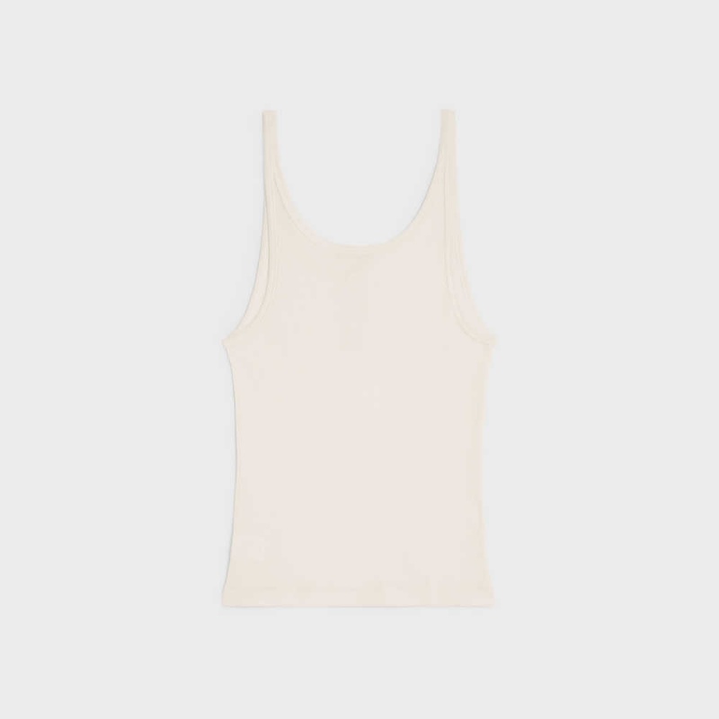 Sweats Celine Buttoned Tank In Nervuré Silk Jersey Blanche | CL-592797