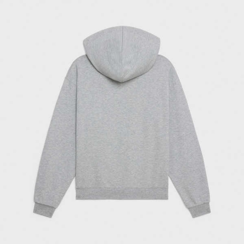 Sweats Celine Coton/Cashmere Triomphe Hoodie Grise Blanche | CL-592805