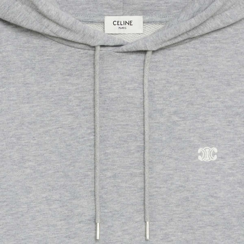 Sweats Celine Coton/Cashmere Triomphe Hoodie Grise Blanche | CL-592805