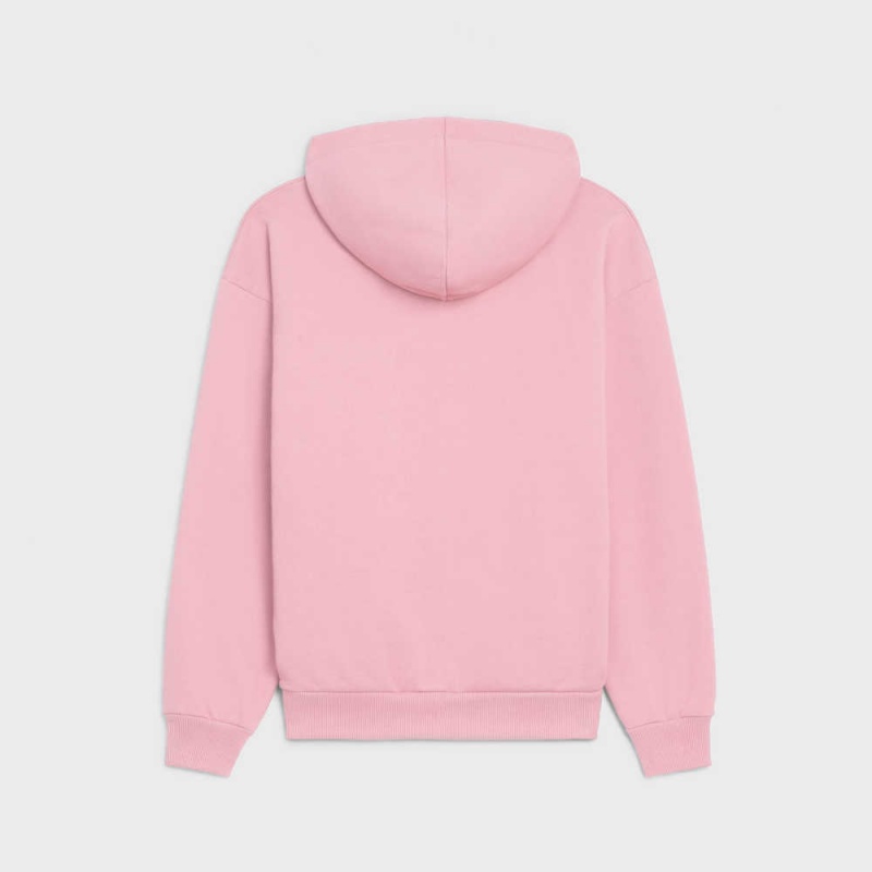 Sweats Celine Loose Hoodie In Coton Fleece Rose Blanche | CL-592806