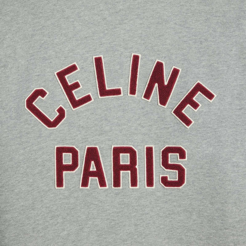 Sweats Celine Teddy College In Coton Fleece Grise Rouge Violette | CL-592117