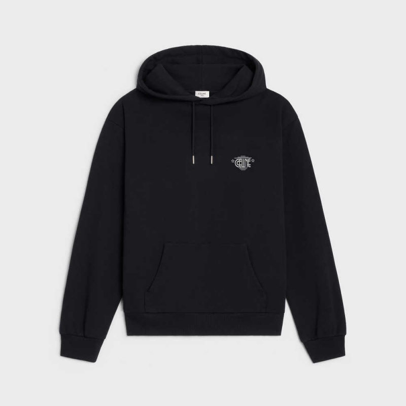 Sweats Celine Wiltern Hoodie In Coton Fleece Noir Blanche | CL-592802