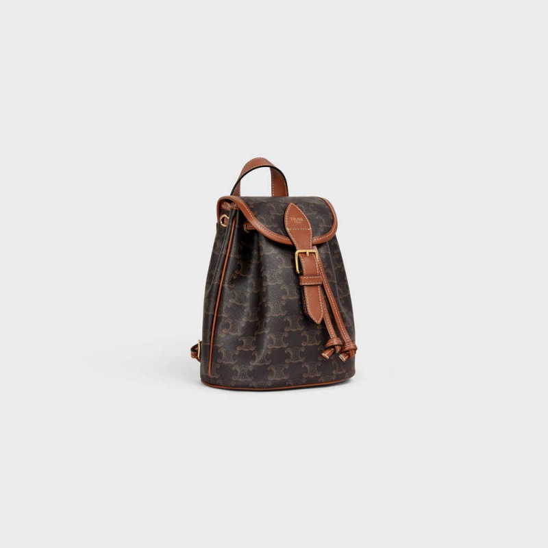 Triomphe Canvas Celine Mini Backpack Folco In And Calfskin Marron | CL-593141