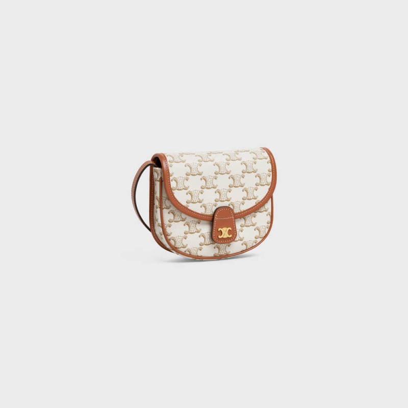 Triomphe Canvas Celine Mini Besace In And Calfskin Blanche | CL-593121