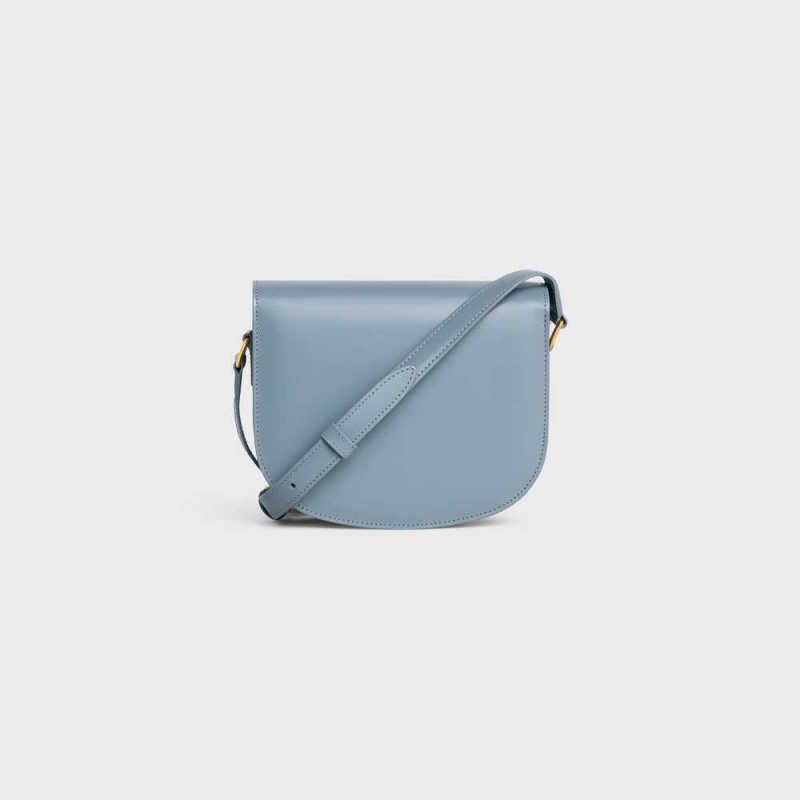 Triomphe Celine Besace Clea In Shiny Calfskin Bleu Grise | CL-593220