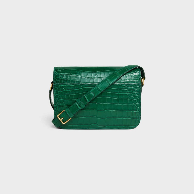 Triomphe Celine Classique Bag In Niloticus Crocodile Vert | CL-593190